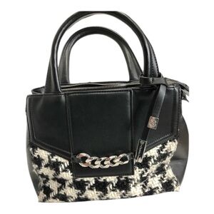 Christian Lacroix Black and White Faux Leather Handbag with Crossbody Strap